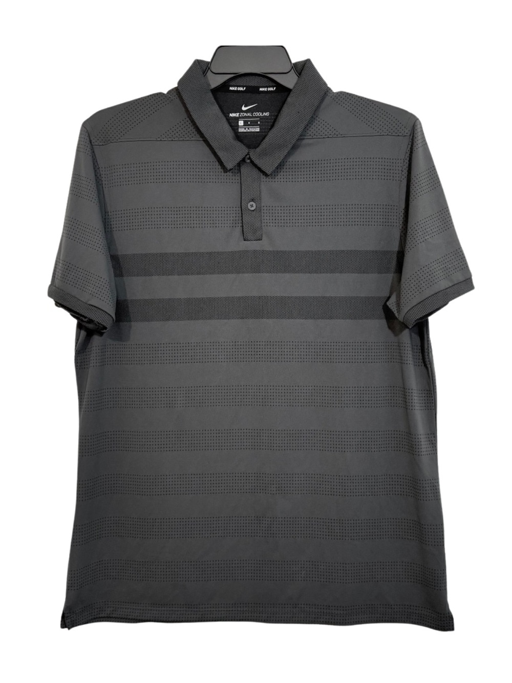 Nike Golf Zonal Cooling Polo Men’s Large Gray Black Ventilated Performance